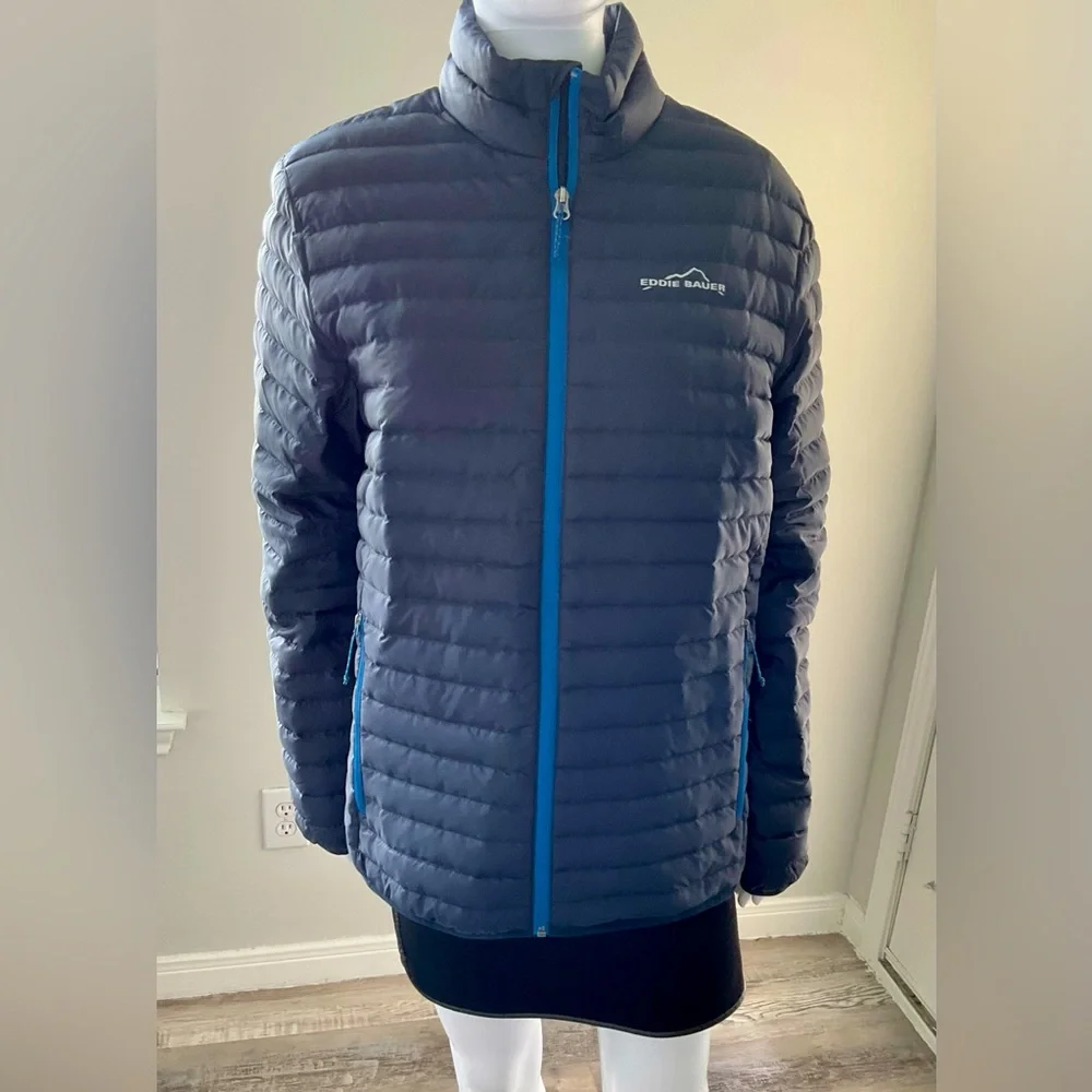 Eddie Bauer Full Zip Down Jacket, Size -S.  EB650, dark blue.
